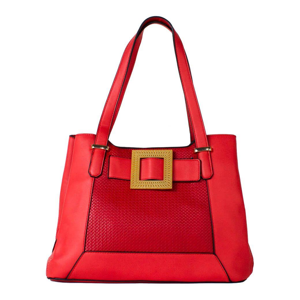 Cartera Hebilla Ratan Frontal Rojo-0