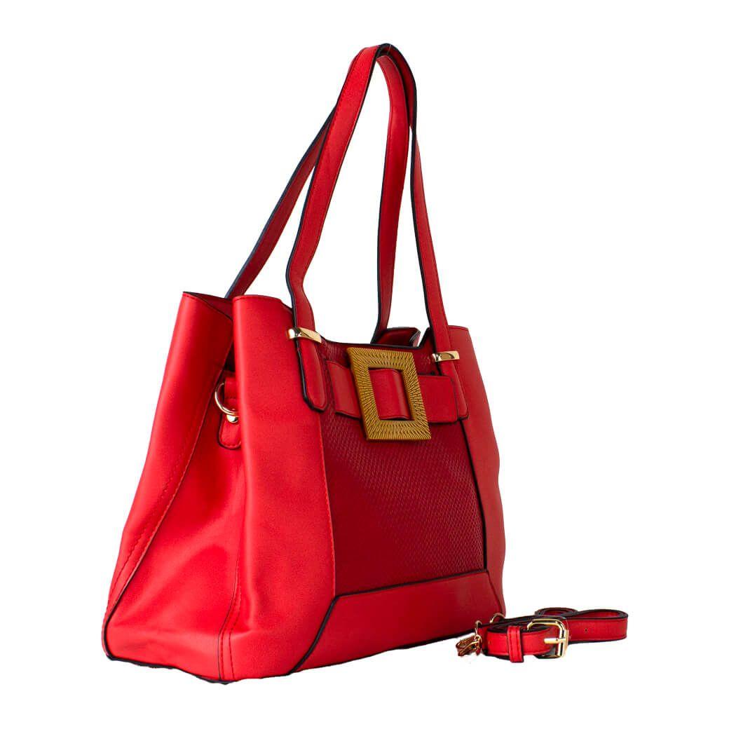 Cartera Hebilla Ratan Frontal Rojo-1