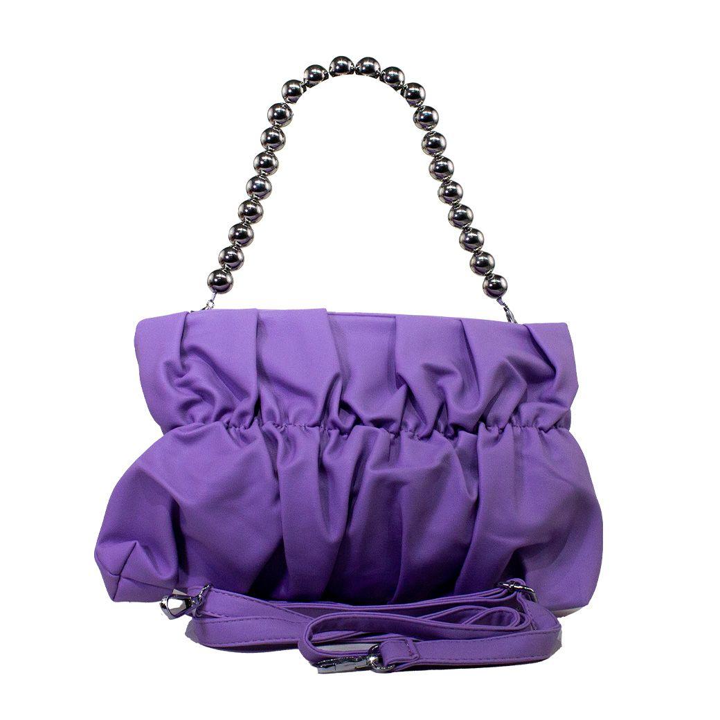 Cartera acolchada c/manilla Lila-1