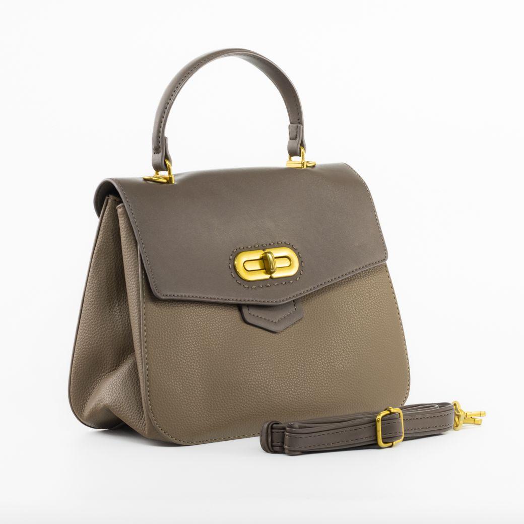 Cartera rígida con cerrojo ovalado color Khaki-2