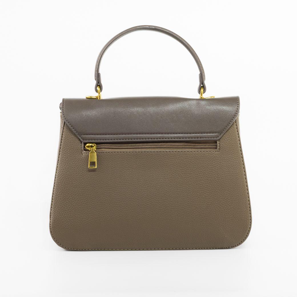 Cartera rígida con cerrojo ovalado color Khaki-3
