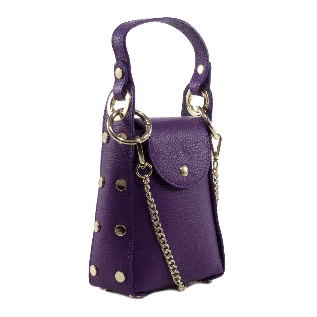 Portacelular cuero tachas planas Morado-1