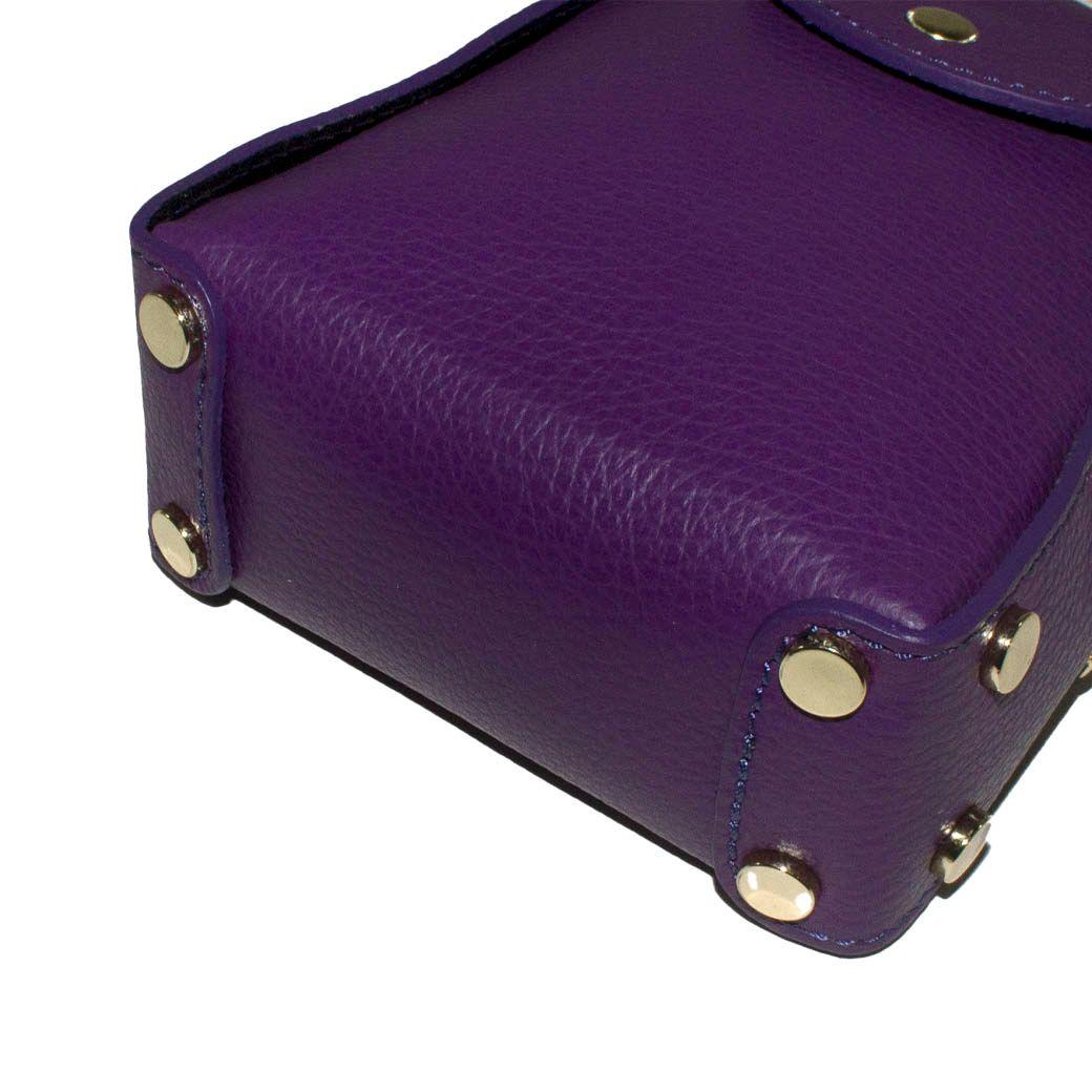 Portacelular cuero tachas planas Morado-4