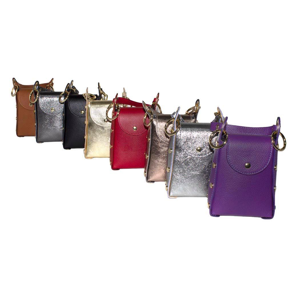 Portacelular cuero tachas planas Morado-5