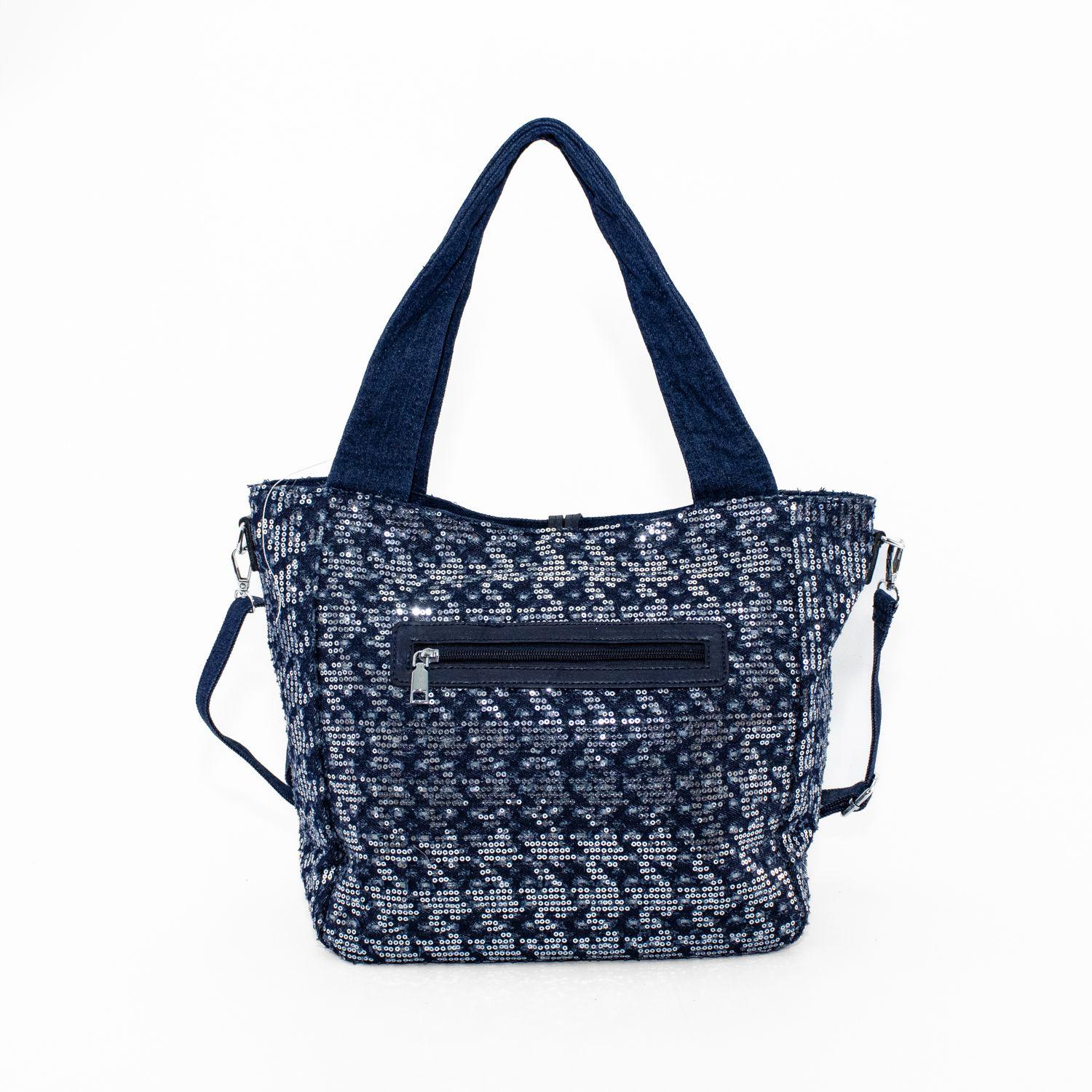 Cartera Jaspeada con 2 Manillas Azul Oscuro-2
