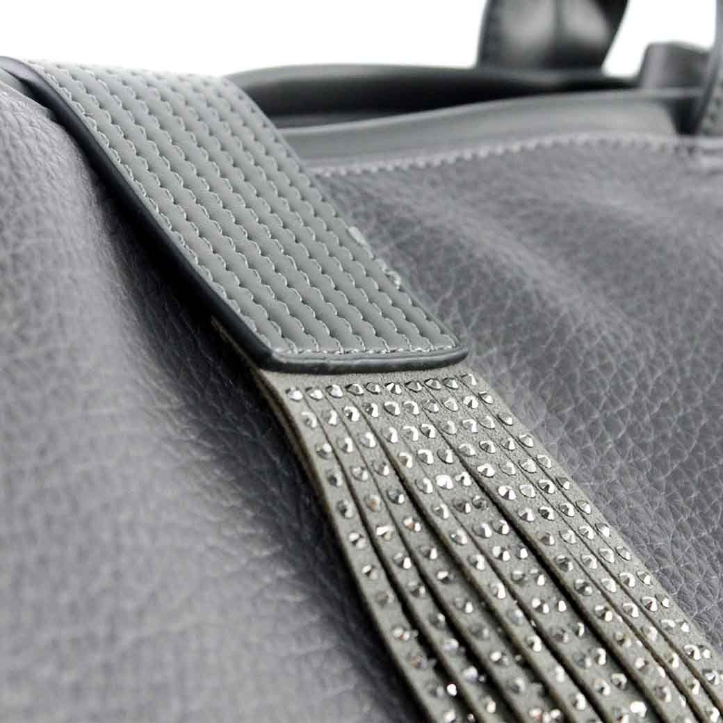 Cartera Ecocuero Pasador Strass 541 Mujer Gris Mailea-3