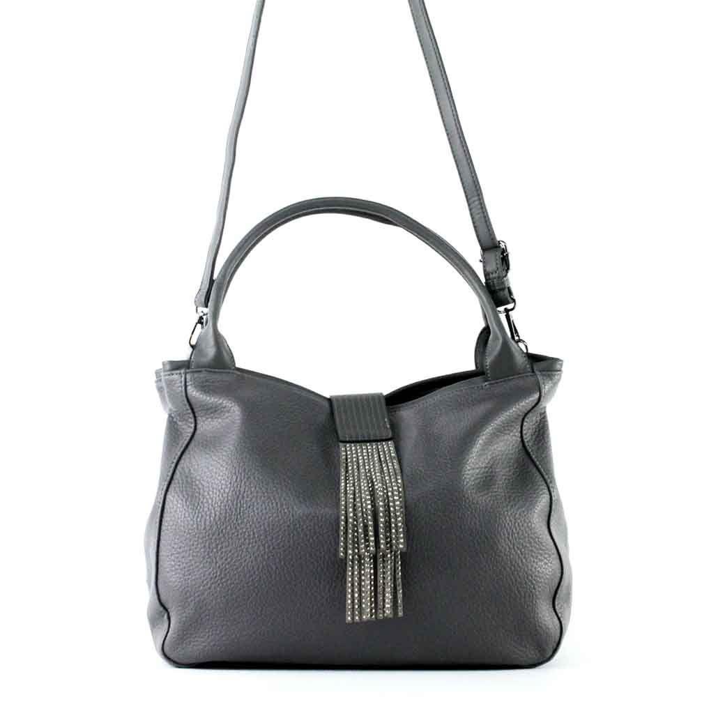 Cartera Ecocuero Pasador Strass 541 Mujer Gris Mailea-4