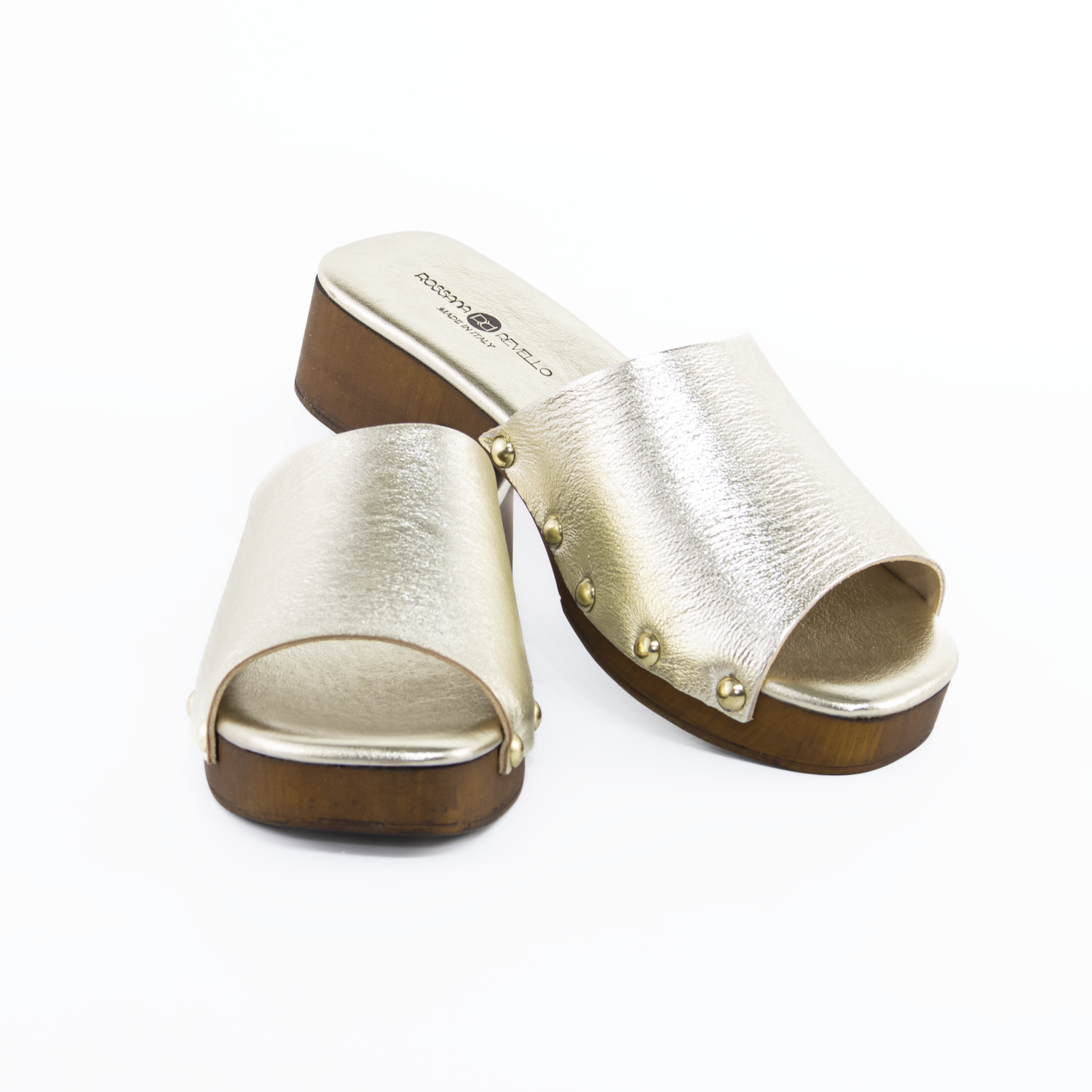 Zueco cuero abierto Oro-3