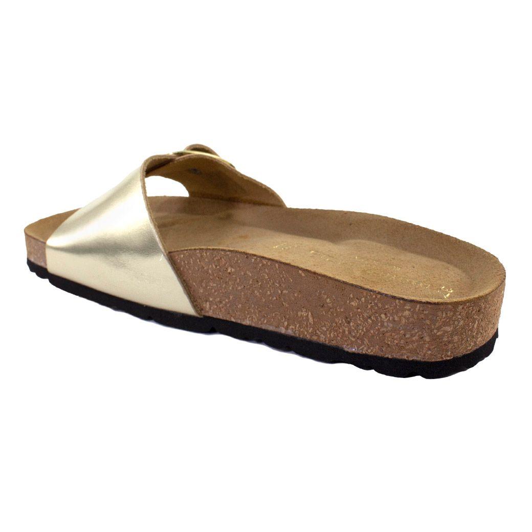 Sandalia Cuero Baja 1 Hebilla Oro-2