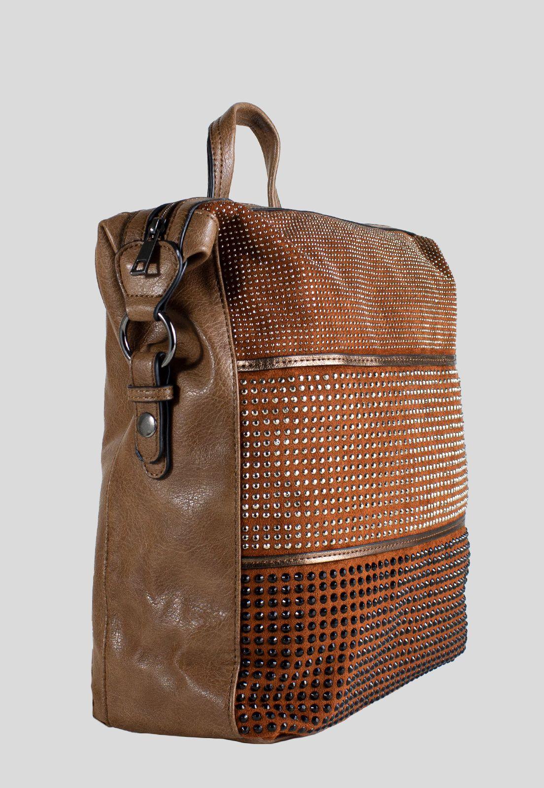 Mochila Franjas Strass Tostado-1
