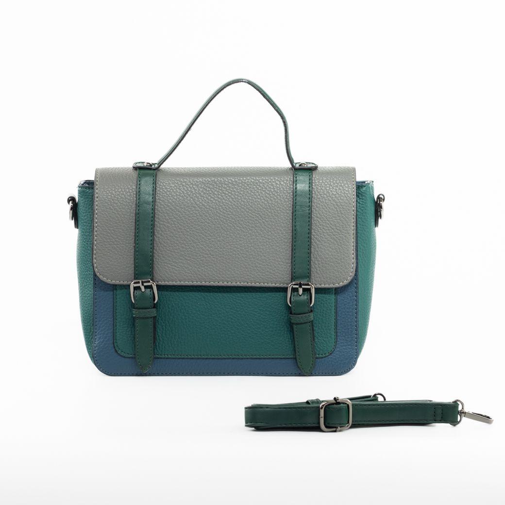 Cartera escolor c/ 2 hebillas Verde-2