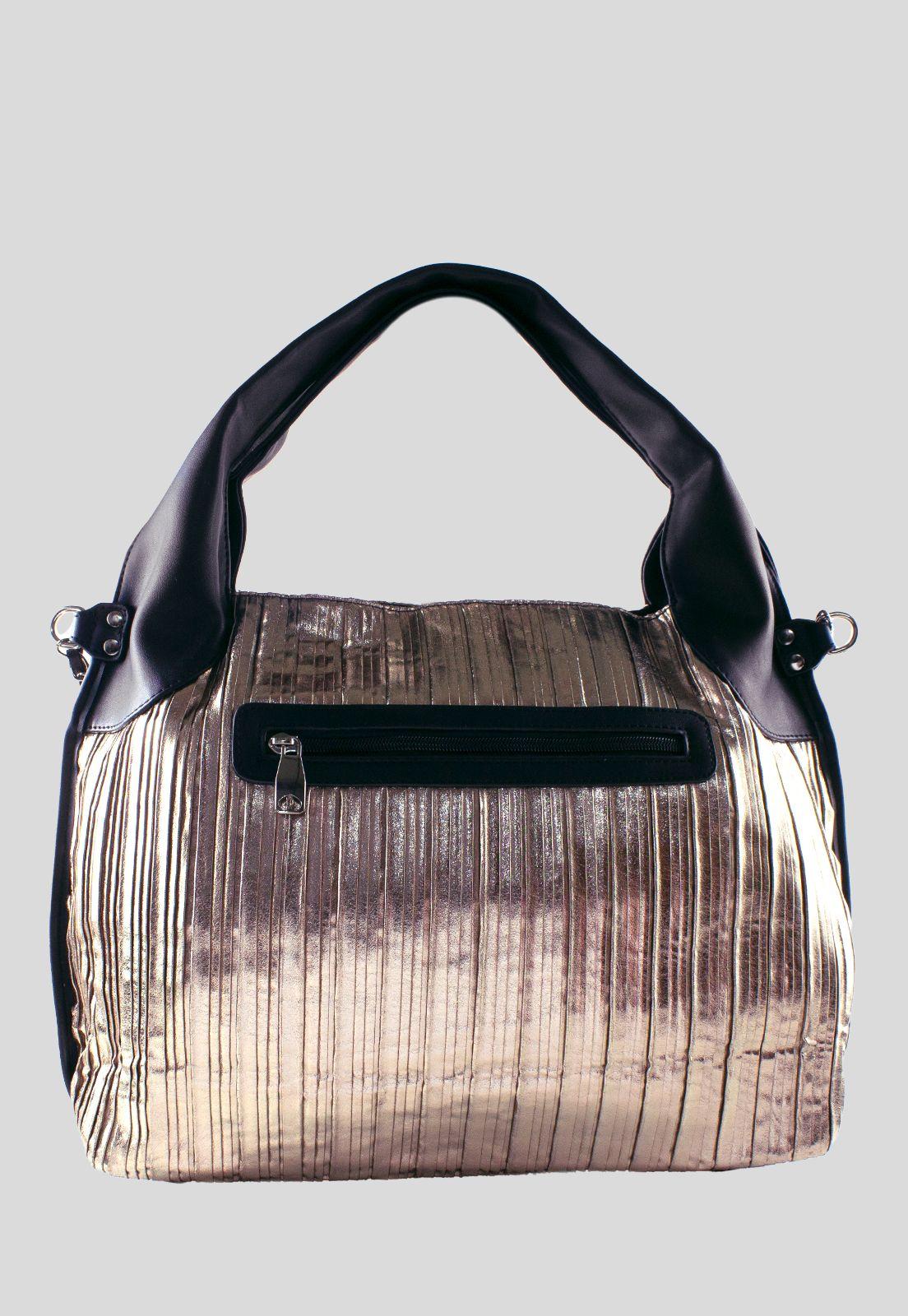 Cartera Metal Rayada Champaña-2