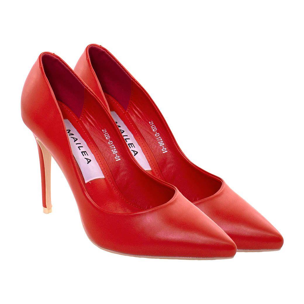 Stiletto Cerrado Liso Rojo-3