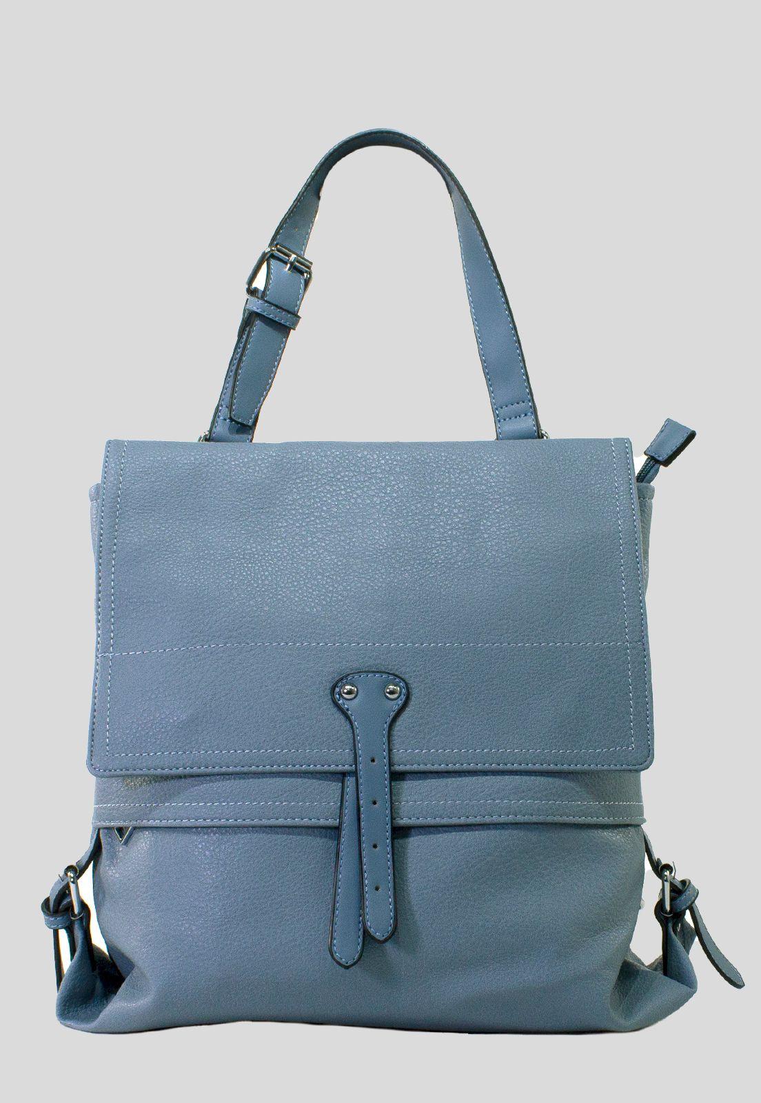Mochila Con Tapa Rectangular Celeste-0