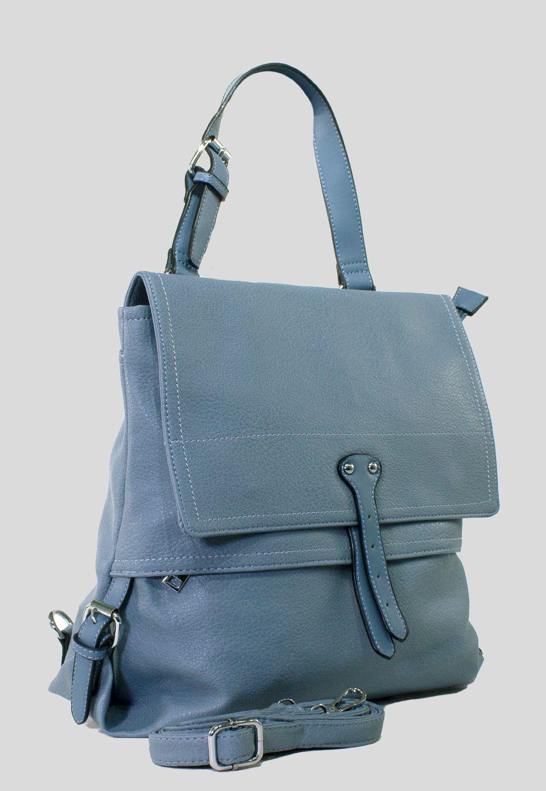 Mochila Con Tapa Rectangular Celeste-1