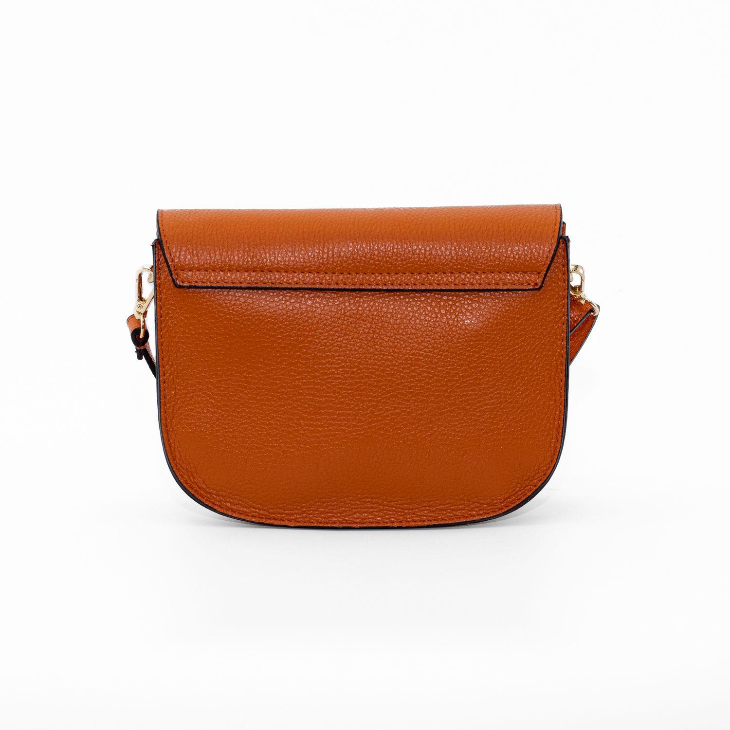 Cartera Cuero con Círculo Metálico Naranjo-3