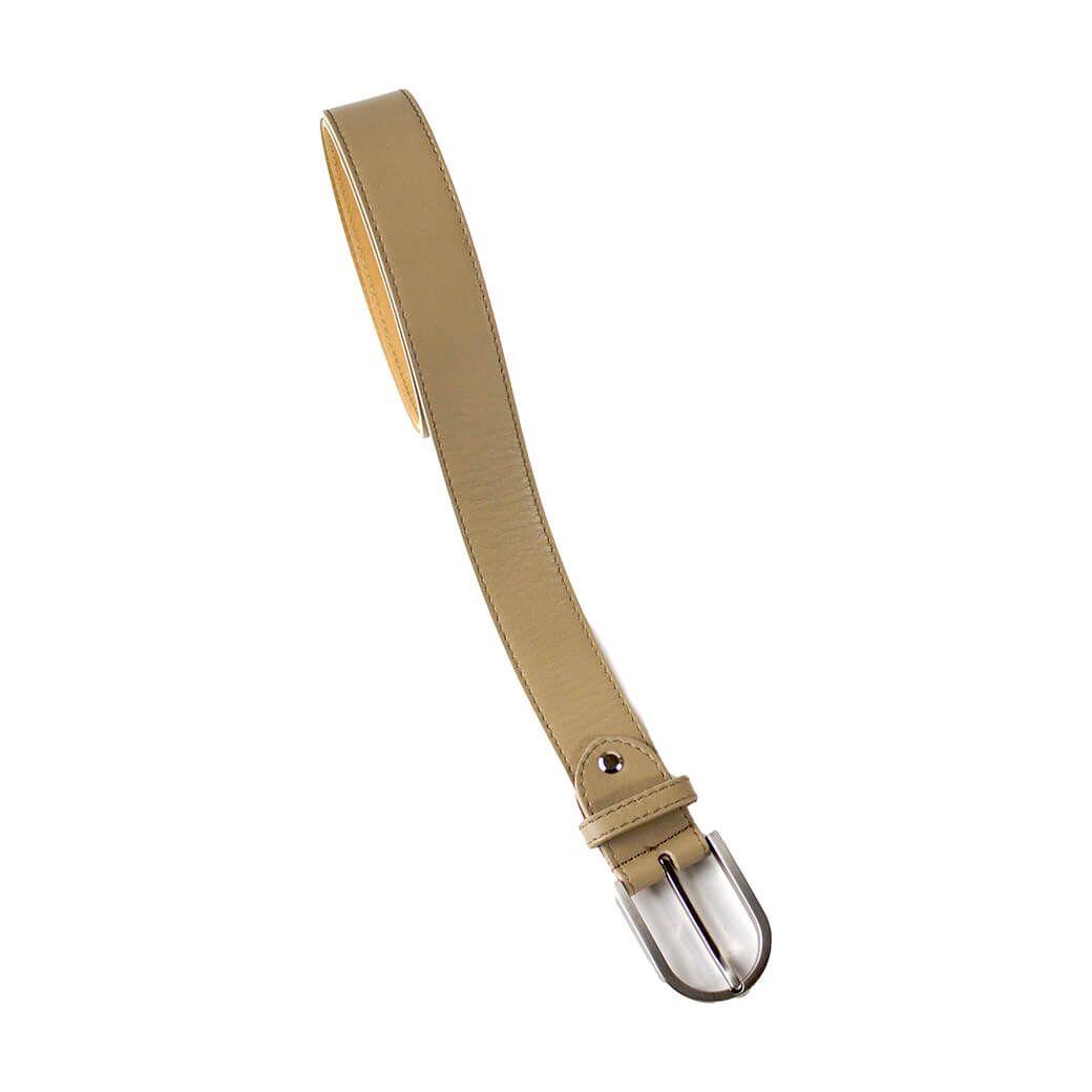 Cinturon Cuero Hebilla Metal Beige-2