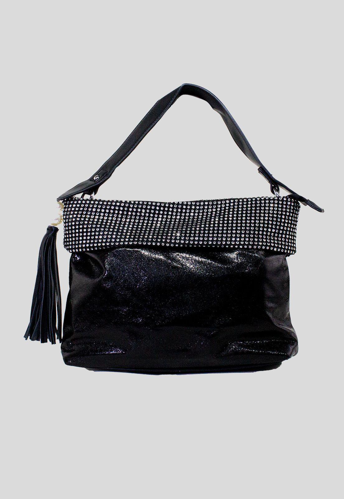 Cartera brillo c/strass Negro-0