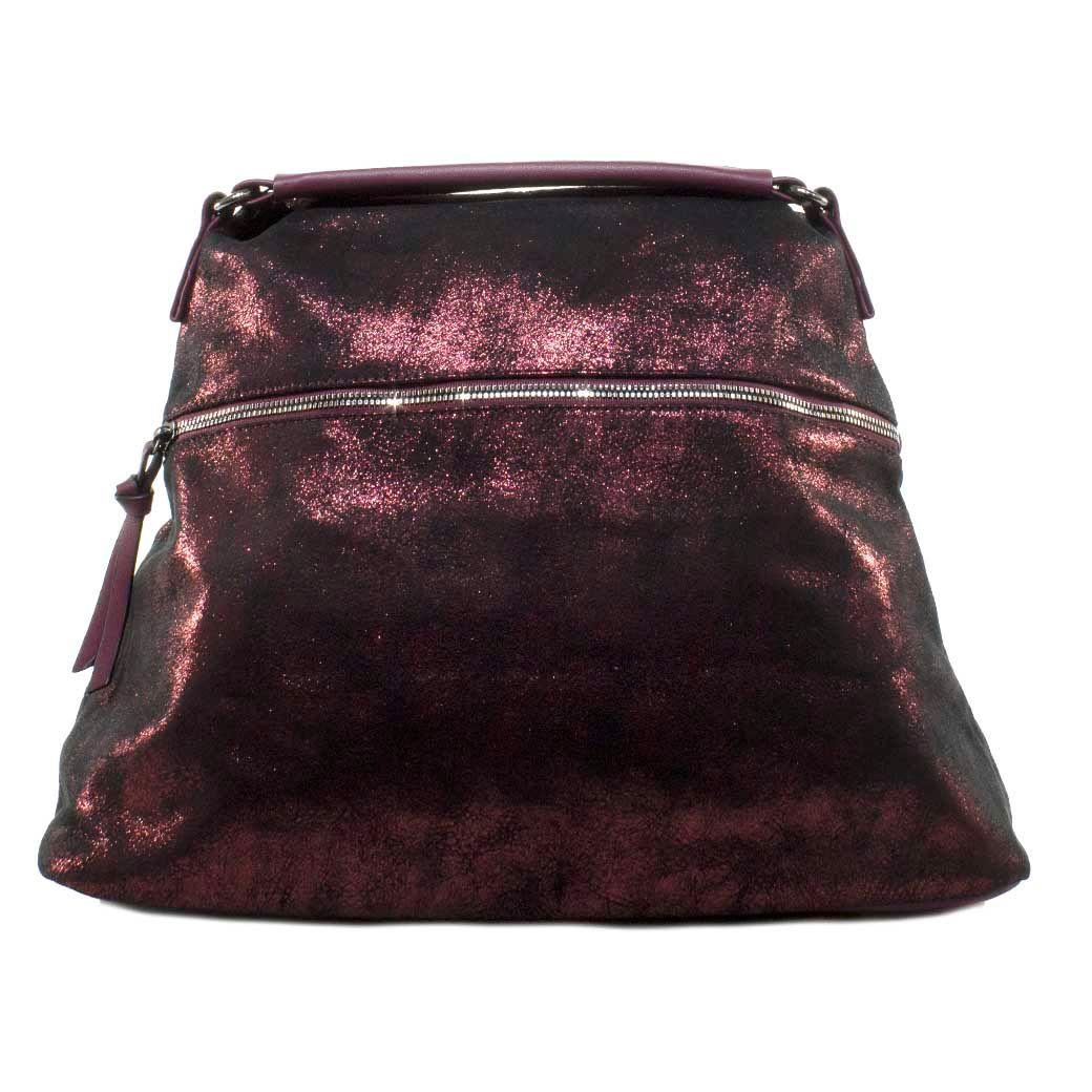 Cartera Grande Metal Cierre Burdeo-0