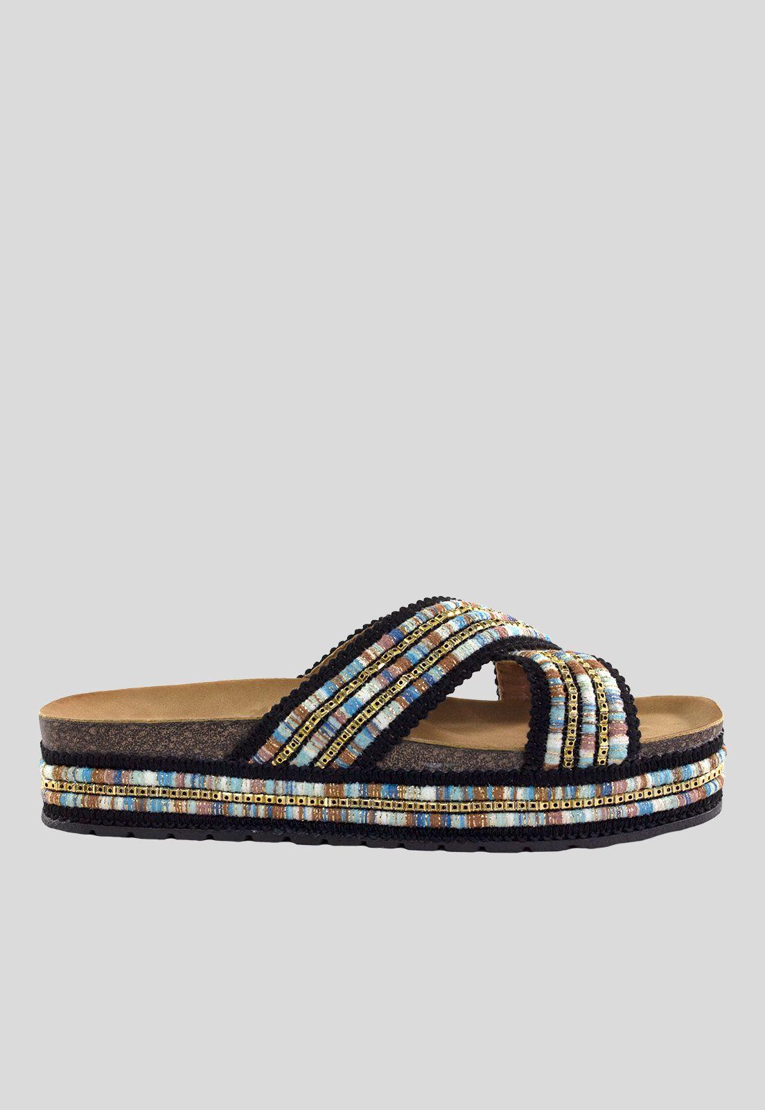 Sandalia Baja Cruzada Lurex Negro-0