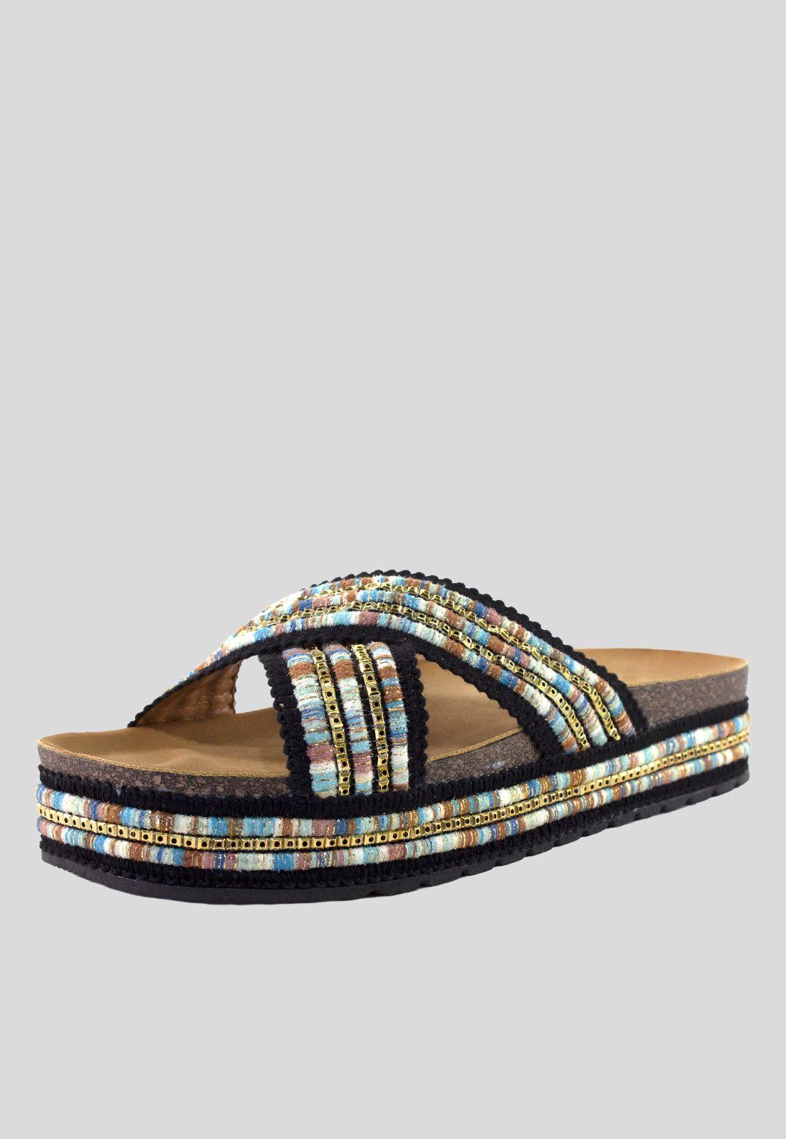 Sandalia Baja Cruzada Lurex Negro-1
