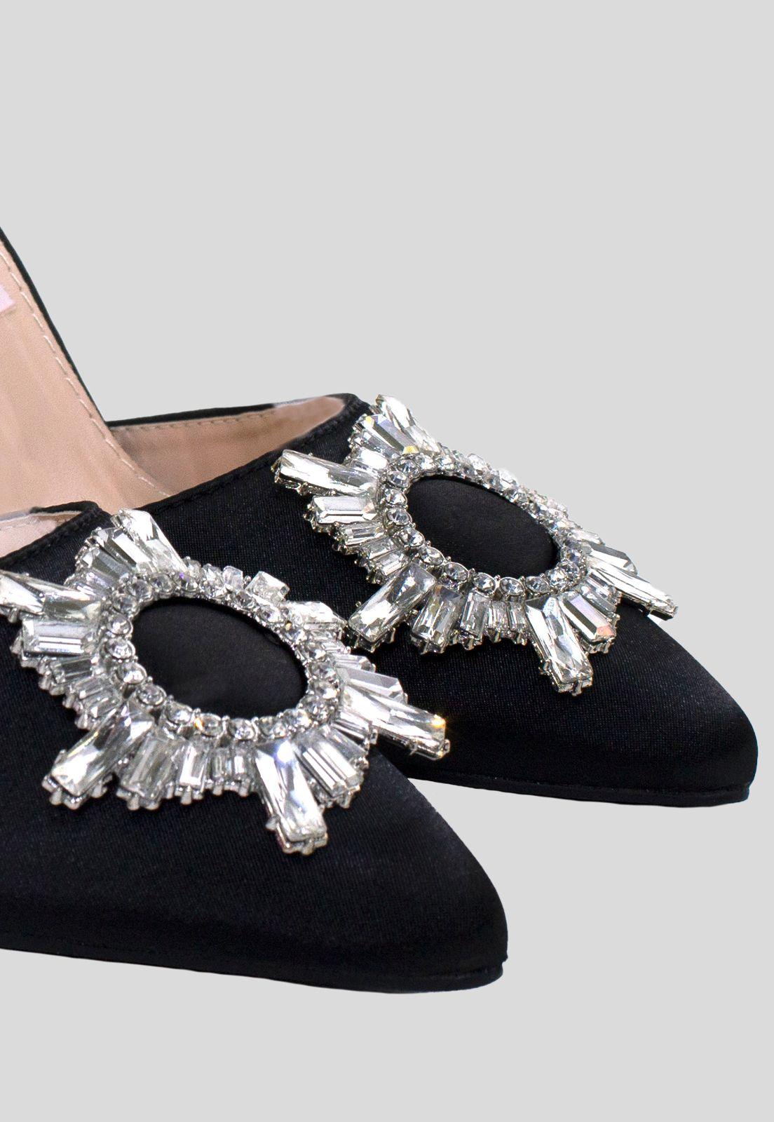 Stiletto Abierto Taco Alto Strass Puntas Negro-3