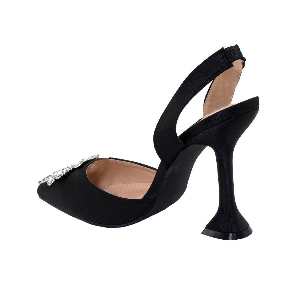 Stiletto Abierto Taco Alto Strass Puntas Negro-2