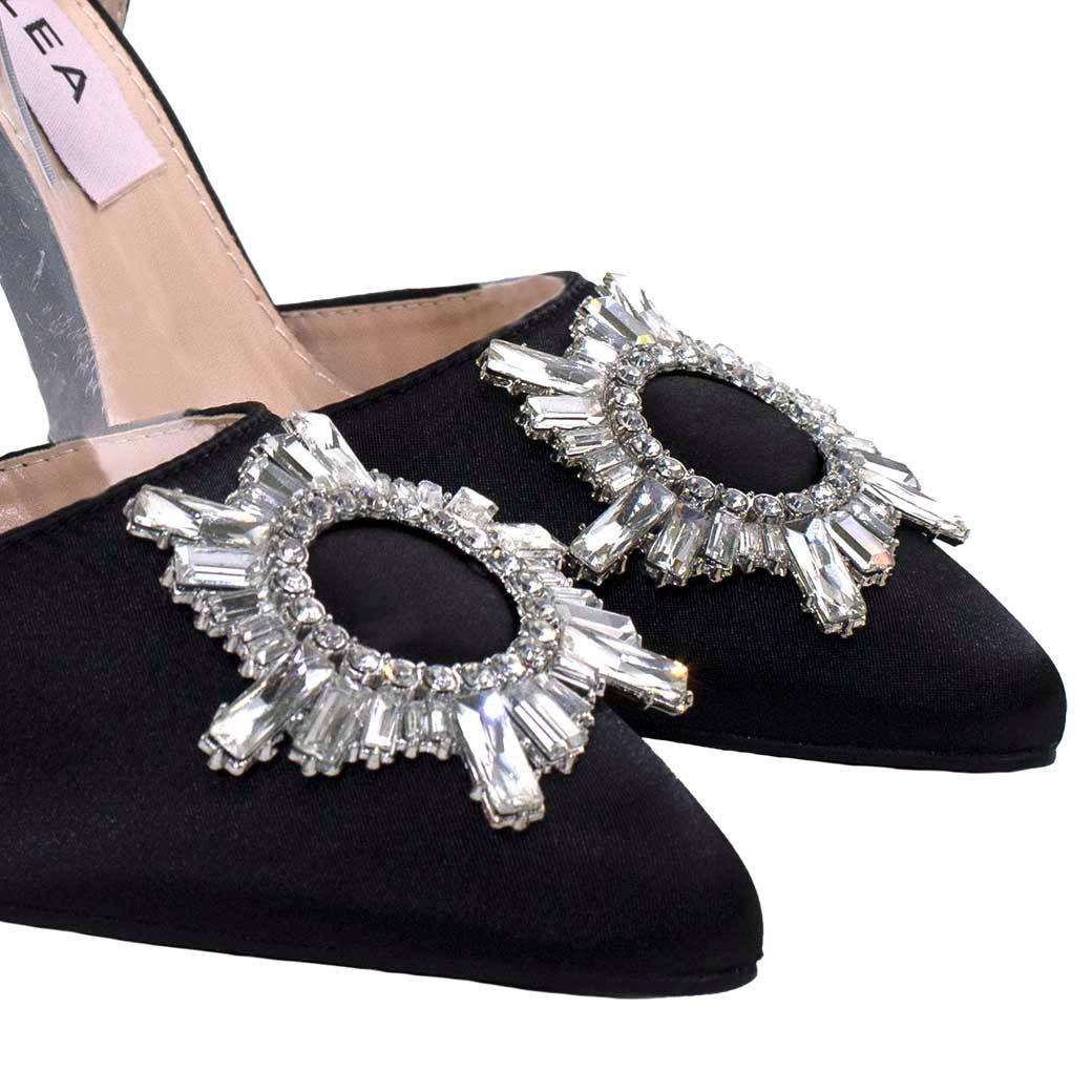 Stiletto Abierto Taco Alto Strass Puntas Negro-3