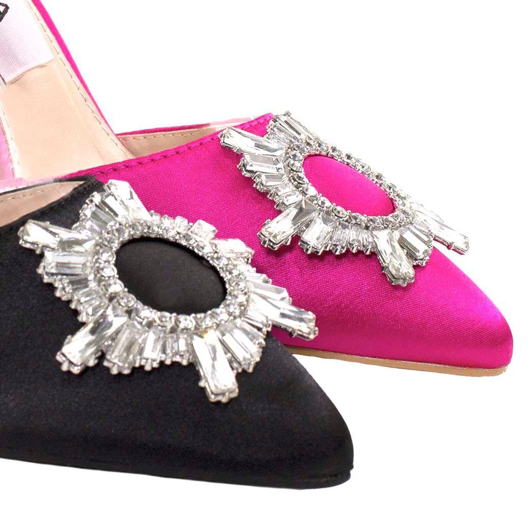 Stiletto Abierto Taco Alto Strass Puntas Negro-4