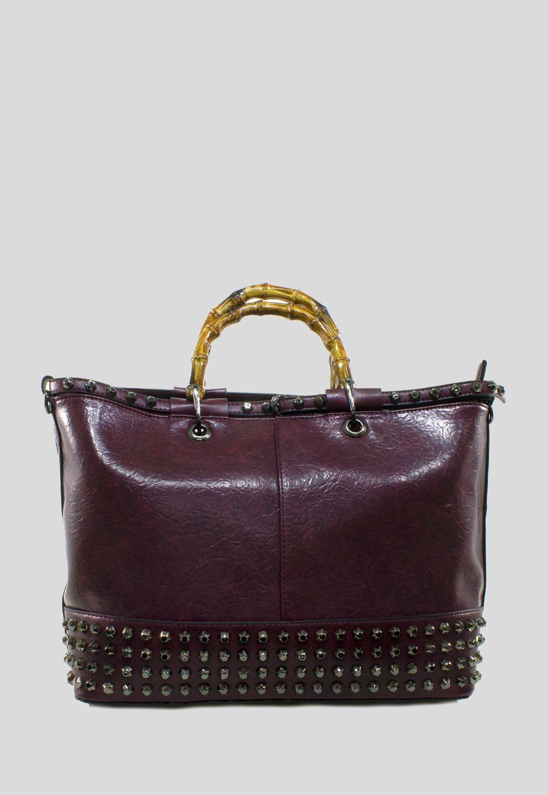 Cartera Base Tachas Man Bambu Burdeo-0