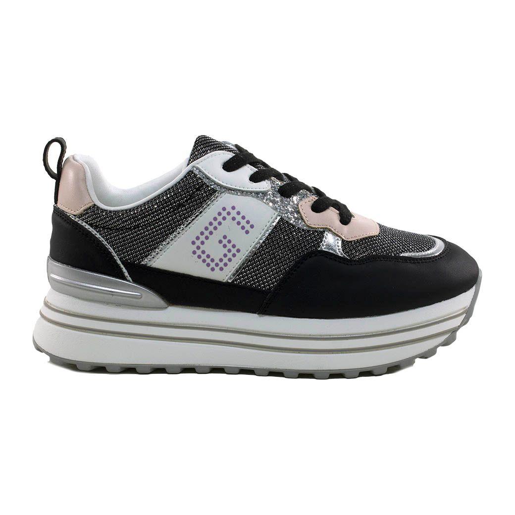 Zapatilla plataforma 3 materiales Negro-1