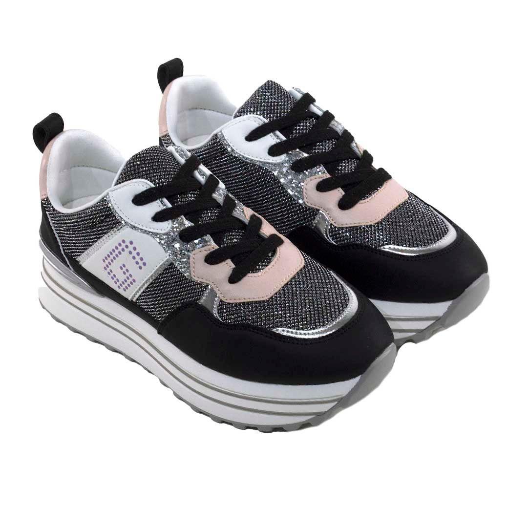 Zapatilla plataforma 3 materiales Negro-3