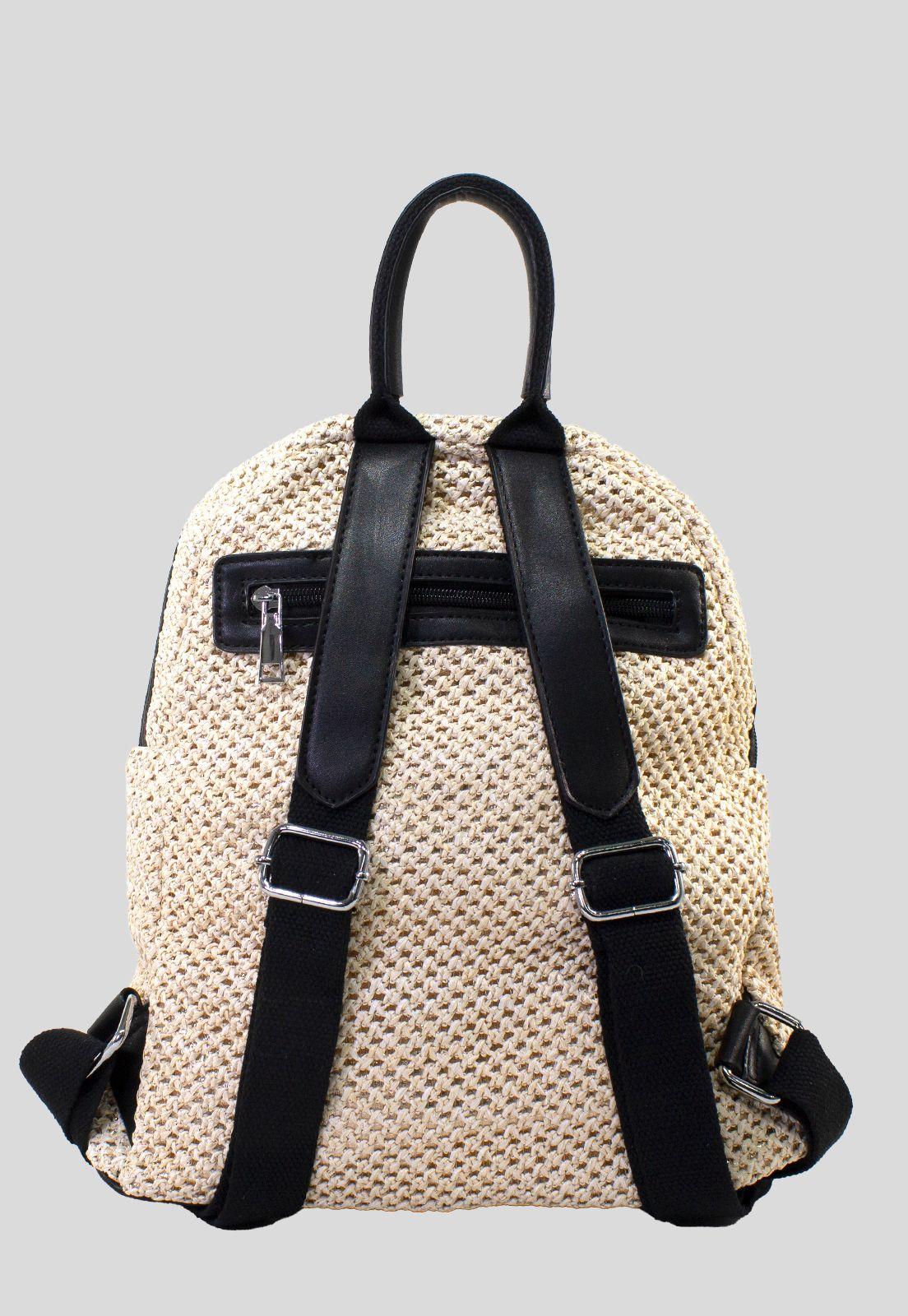 Mochila Full Rafia Beige Negro-2