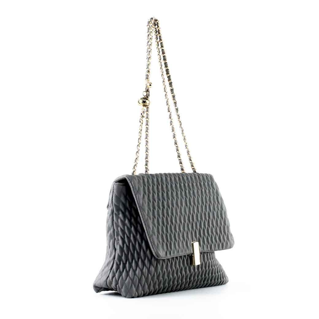 Cartera Ecocuero Acolchada 465 Mujer Gris Mailea-1