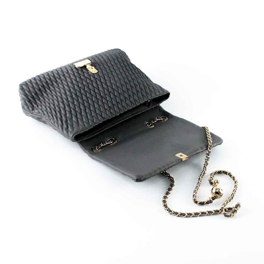 Cartera Ecocuero Acolchada 465 Mujer Gris Mailea-3