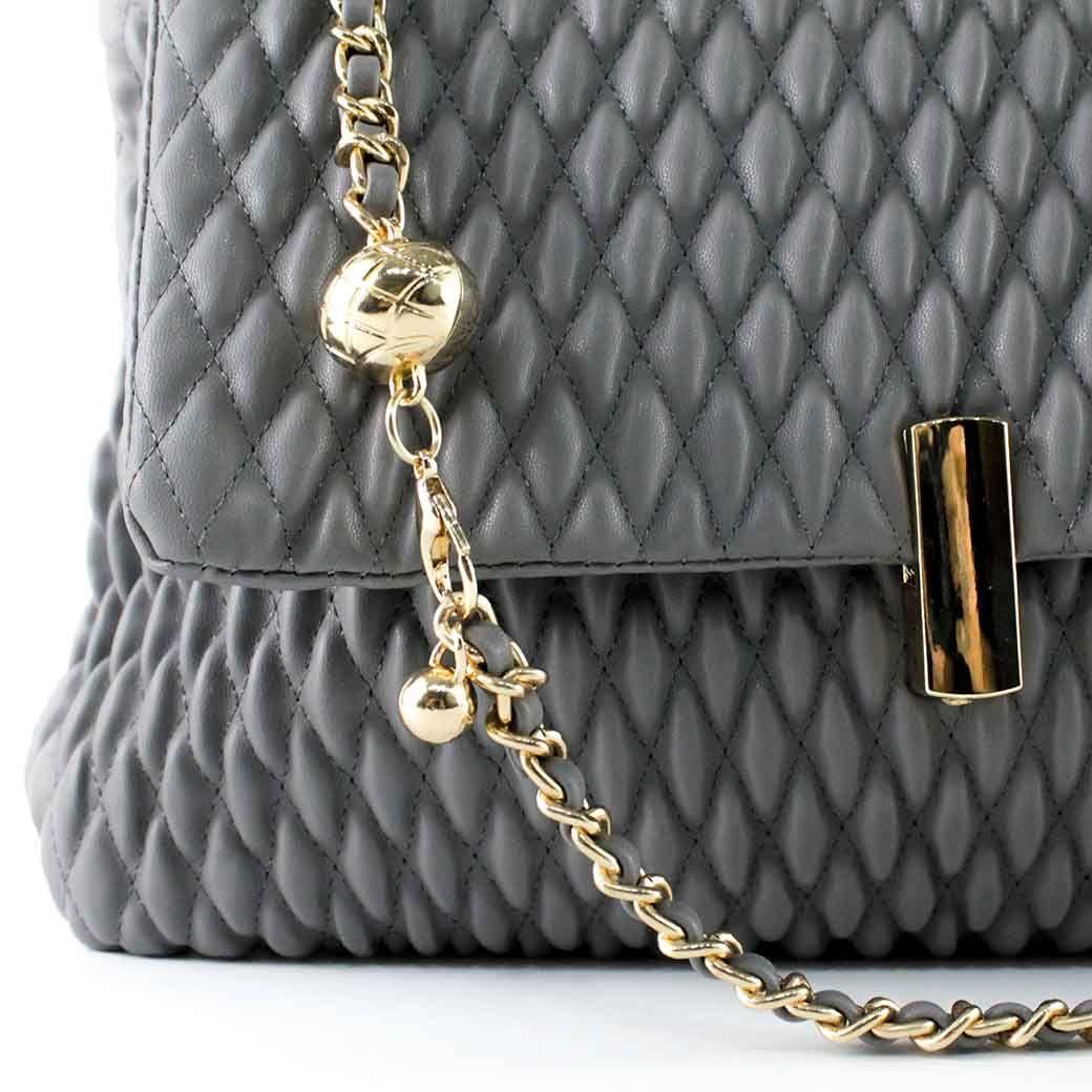 Cartera Ecocuero Acolchada 465 Mujer Gris Mailea-4