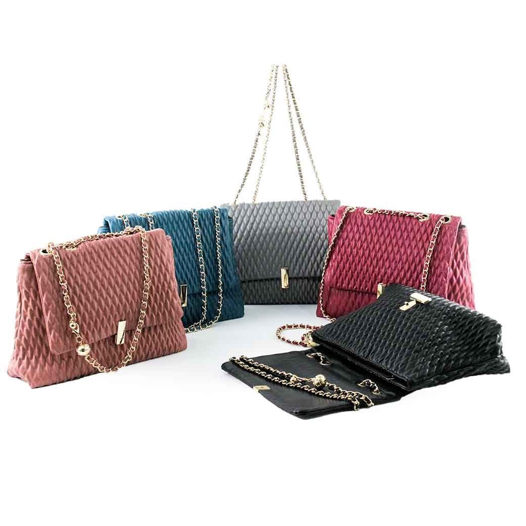 Cartera Ecocuero Acolchada 465 Mujer Gris Mailea-5