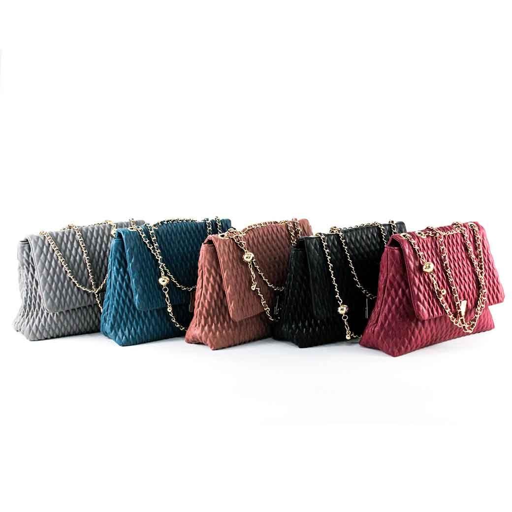 Cartera Ecocuero Acolchada 465 Mujer Gris Mailea-6