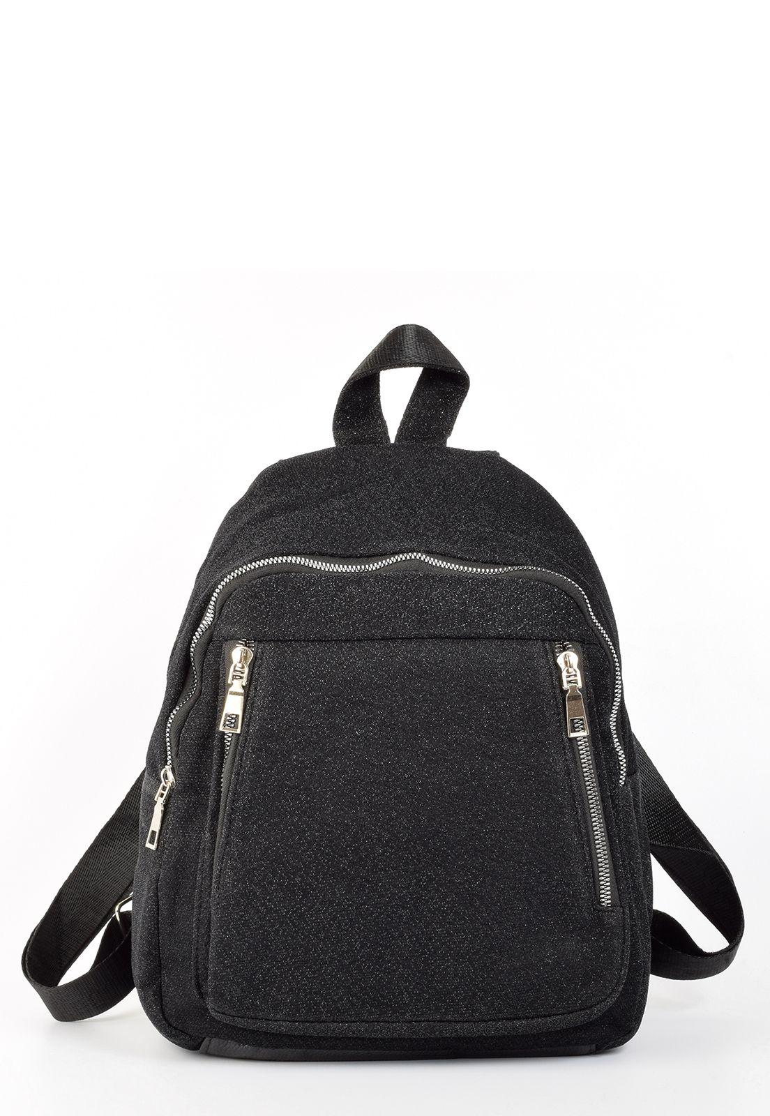 Mochila Tela Lurex Brillo Negro-0
