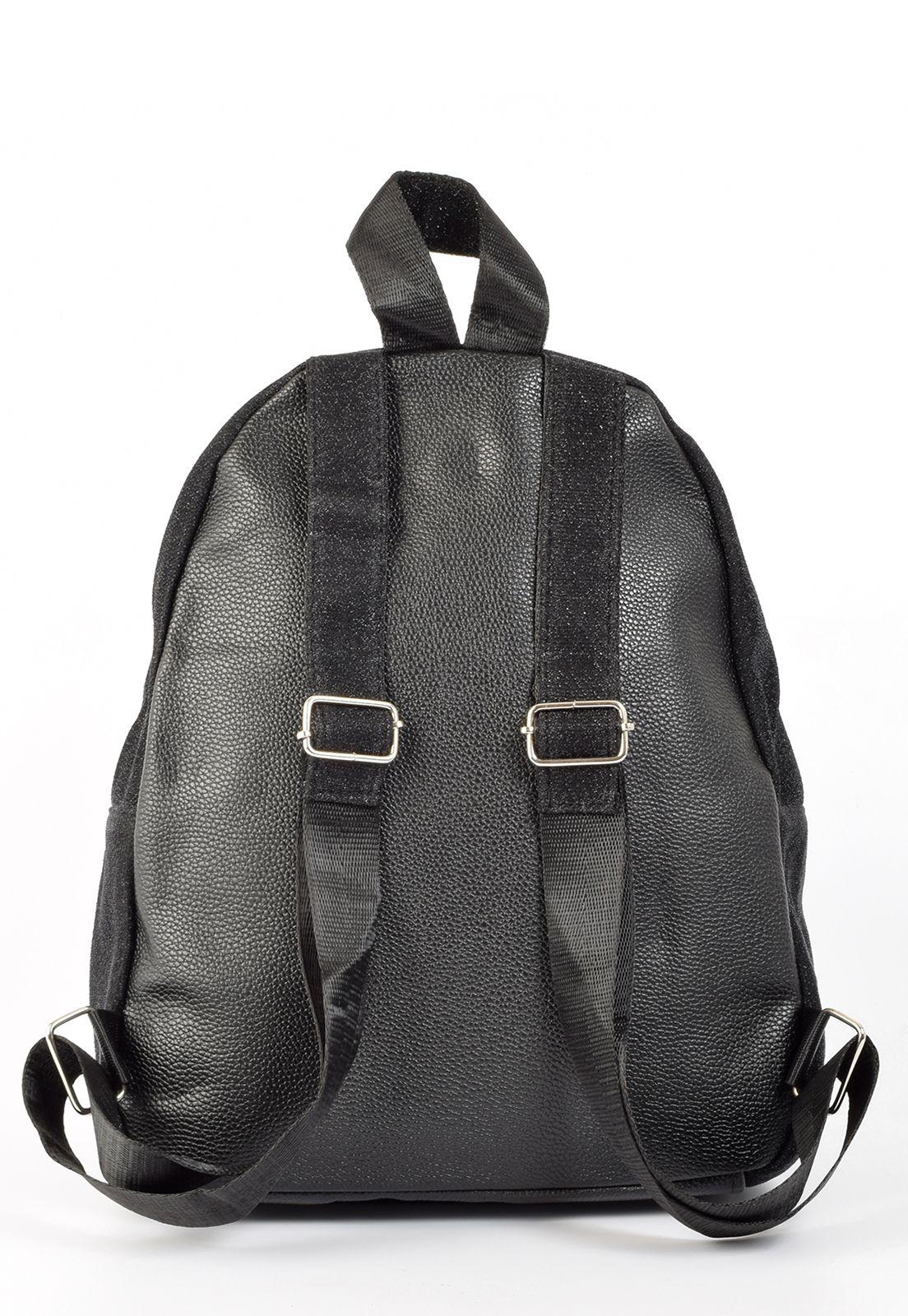Mochila Tela Lurex Brillo Negro-2