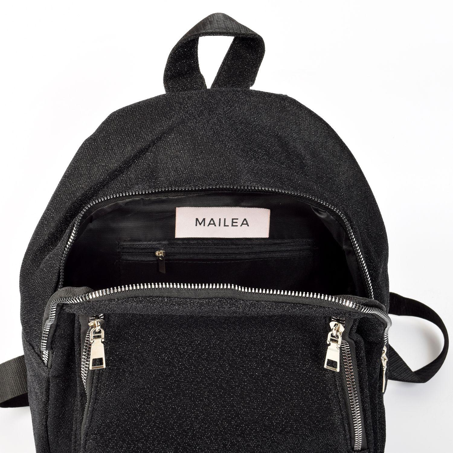 Mochila Tela Lurex Brillo Negro-3