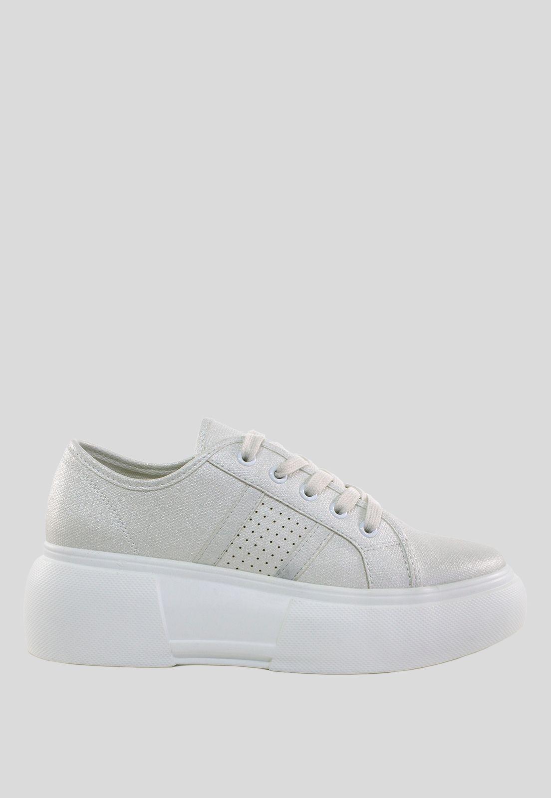 Zapatilla Alta Lisa Perforada Blanco-1