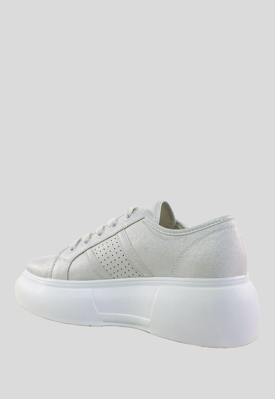 Zapatilla Alta Lisa Perforada Blanco-2