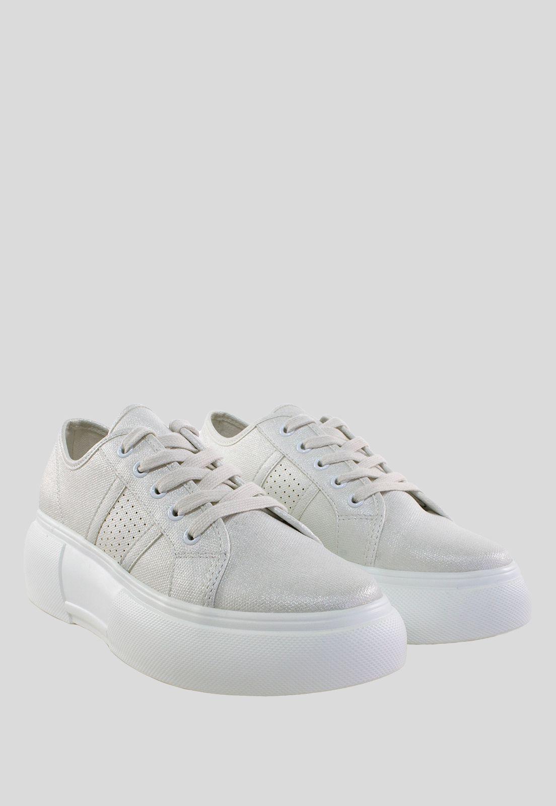 Zapatilla Alta Lisa Perforada Blanco-3