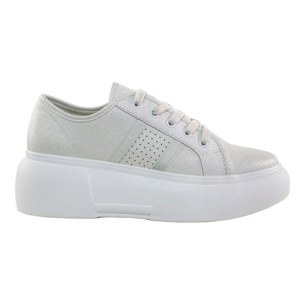 Zapatilla Alta Lisa Perforada Blanco-1