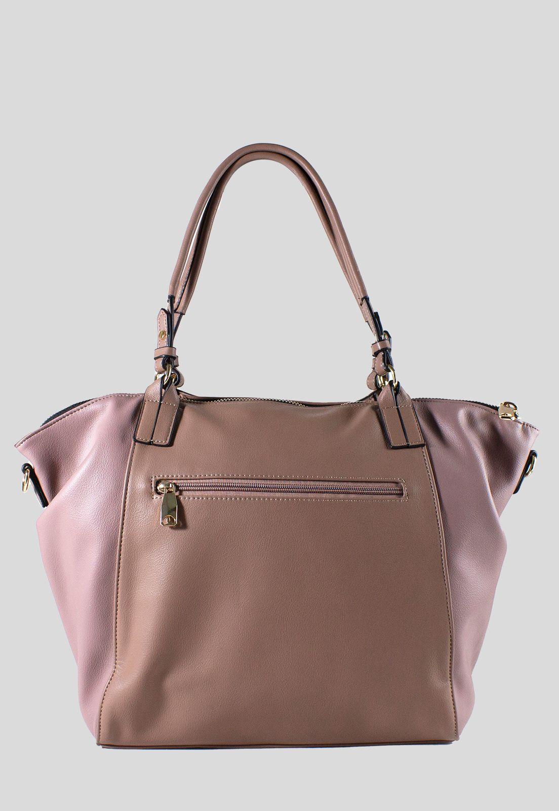 Cartera Trapecio Bimaterial Taupe-2