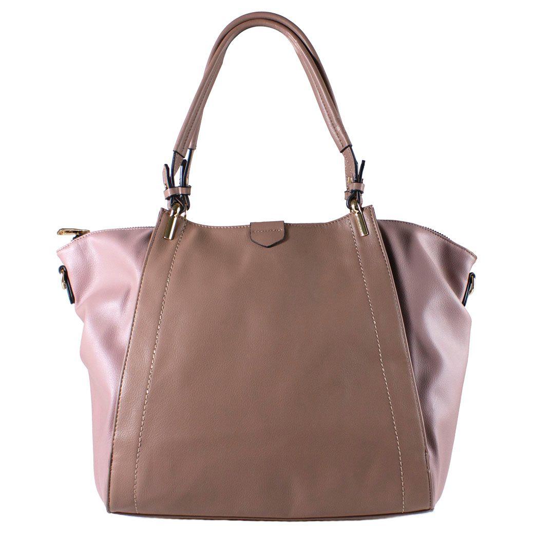 Cartera Trapecio Bimaterial Taupe-0