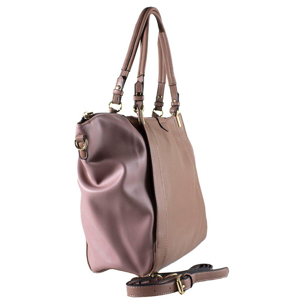 Cartera Trapecio Bimaterial Taupe-1
