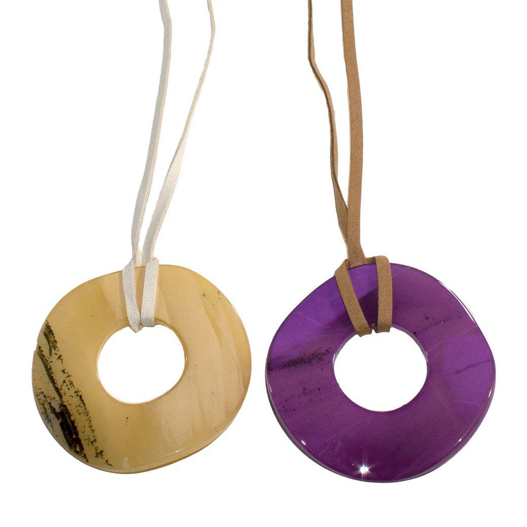 Collar Circulo Acrilico Beige-3