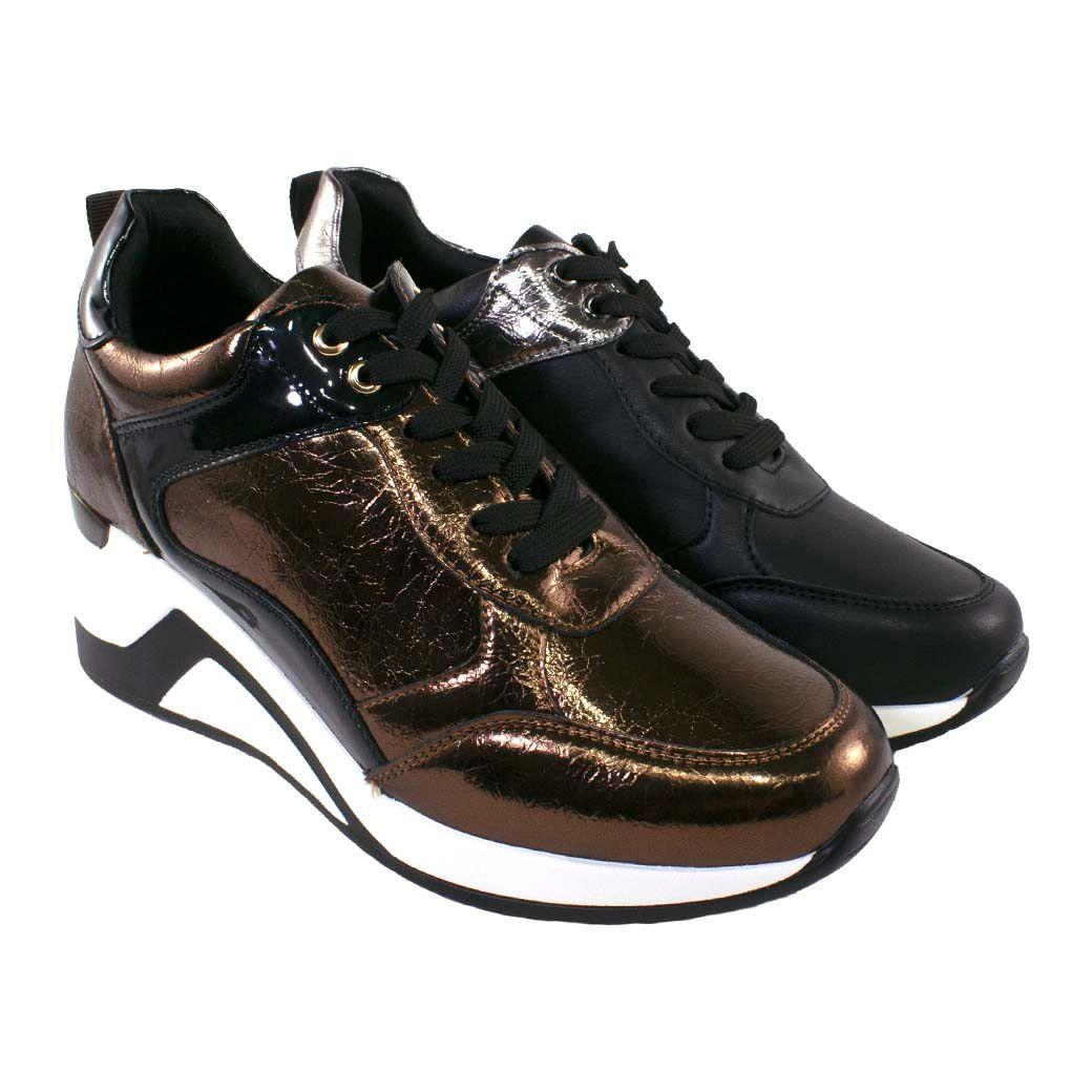 Zapatilla Alta Metal Bicolor Negro-4